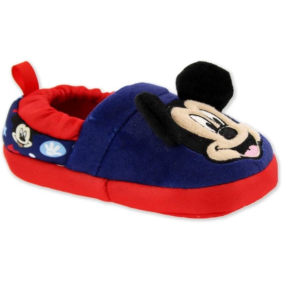 NEW Mickey Mouse Toddler Boys Slippers Blue Red Size 11-12 - Picture 5 of 7
